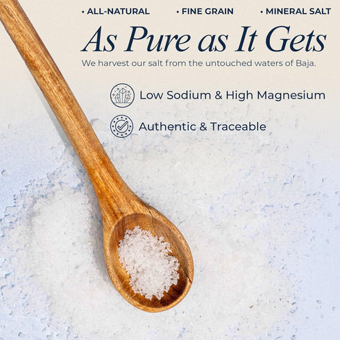 1 Lb. BAHA - Baja Mineral Sea Salt | Fine Grain Baha Mineral Salt from Sea of Cortez | Low Sodium & Mineral |