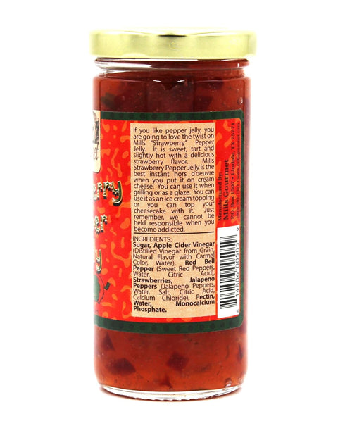 Mills Gourmet 8 oz (224 Strawberry Pepper Jelly - Bursting with Flavors of Mildly Spicy Jalapeno Peppers, Sweet Red