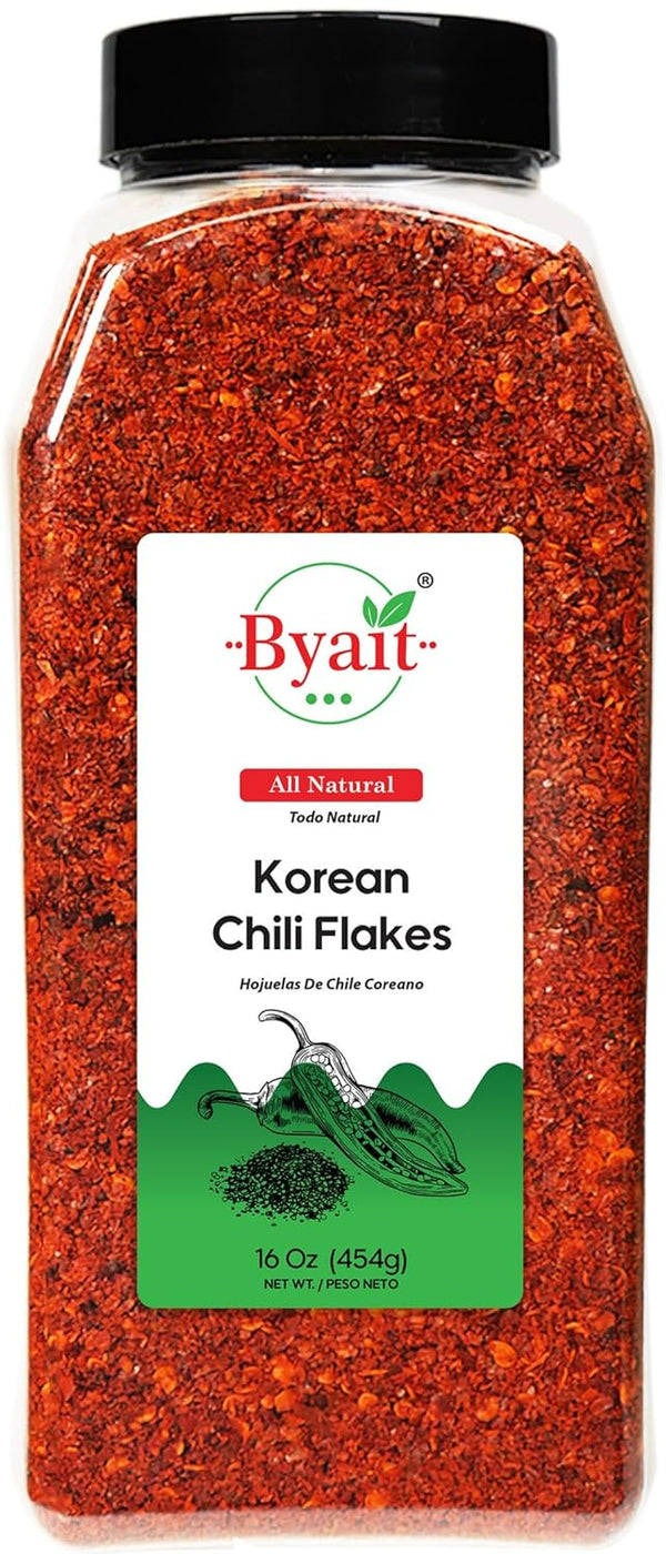 Byait Gochugaru Korean Chili Flakes 16 Oz (1 LB), Medium Hot, 100%
