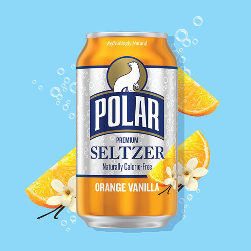 12 oz 18 pack Polar Seltzer Water Orange Vanilla, fl cans