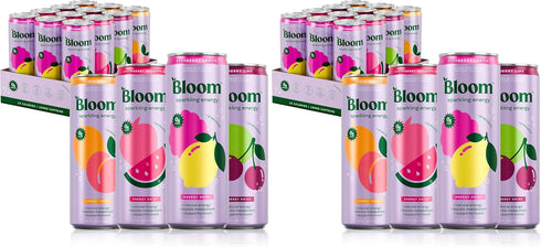 Bloom Nutrition Sparkling Energy Drink, Variety Pack | Zero Sugar | 180mg