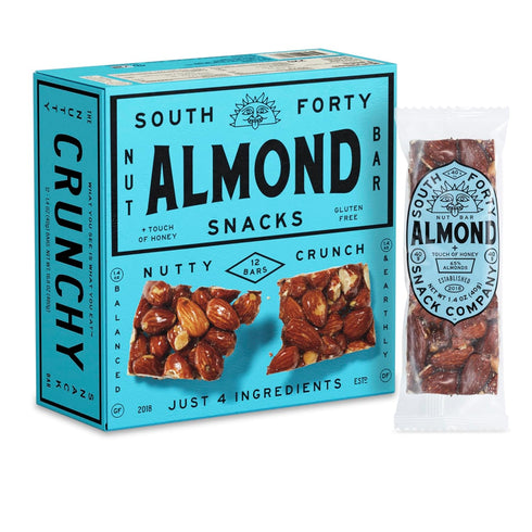 South 40 Snacks Crunchy Almond Bar, Just 4 Ingredients, Touch of Honey