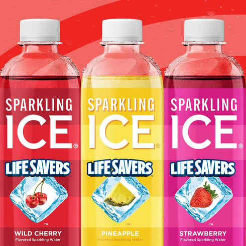 17 oz (Pack 12) Sparkling Ice LIFESAVERS Wild Cherry, Zero Sugar Flavored Sparkling Water, with Vitamins