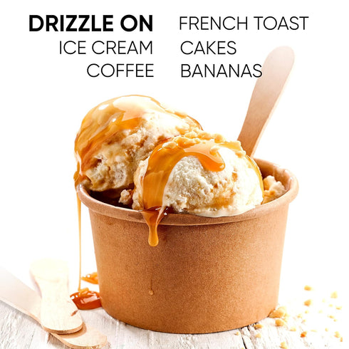 Pack 2 KING'S CUPBOARD Caramel Sauce and Sea Salt Hot Fudge Combo - jar Dessert Sauce and Ice Cream Topping, Chocolate