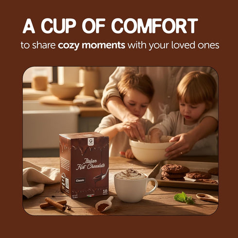 10 Packets Italian Classic Hot Chocolate - Rich, Thick & Creamy Cocoa Drink Mix - Authentic Made in Italy - Rich