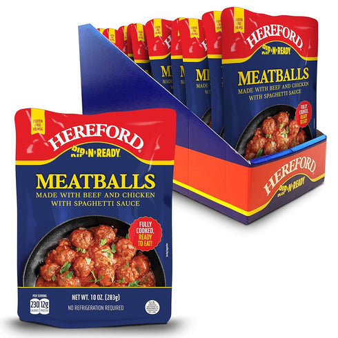 Hereford Meatballs with Spaghetti Sauce | Shelf Stable | Fully Cooked |