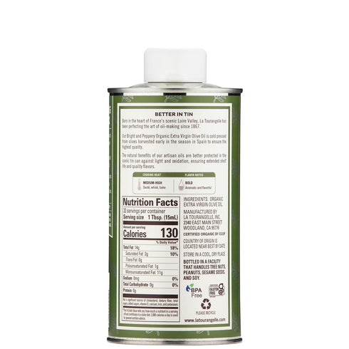 16.9 Oz La Tourangelle, Organic Extra Virgin Olive Oil, Cold-Pressed EVOO from Spain, Fl Spanish Olive Oil