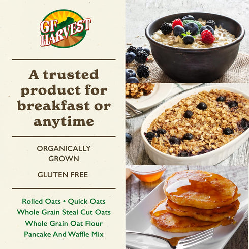 2.5 (Pack 2) GF Harvest Gluten Free Certified Organic Whole Grain Steel Cut Oats, Pound