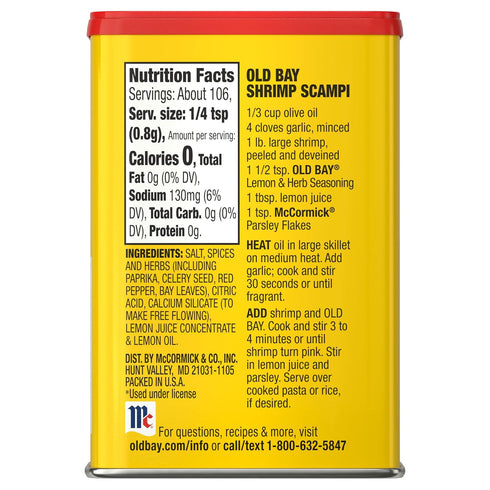 3 oz (Pack 12) OLD BAY Lemon Herb Seasoning