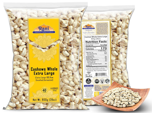 W180 28oz (800g) Rani Raw Cashews Whole Extra Large (uncooked, unsalted) ~ All Natural, No Preservatives | Vegan |