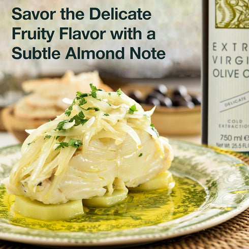 25.5 Oz (Pack 1) Delicate Italian Extra Virgin Olive Oil Cold Pressed - Light Olive Oil for Cooking and Frying