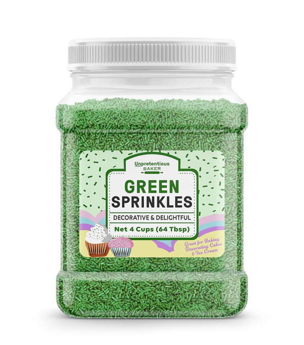 Unpretentious Green Sprinkles, 4 Cups, Bright & Colorful Decorative Topping for Baking