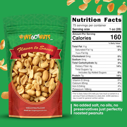 5 (80oz) Package Roasted Unsalted Peanuts Pounds By We Got Nuts Premium Quality Kosher Peanut Healthy & Natural Rich