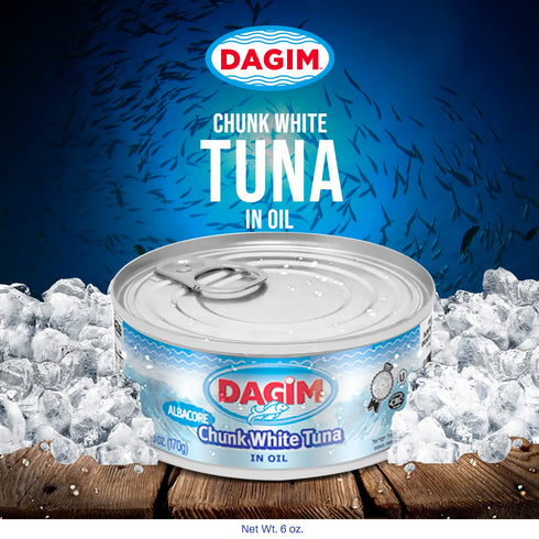 Dagim Albacore 6 oz. Pack 12 Chunk White Tuna in Water Canned Tuna Fish - Kosher for Passover