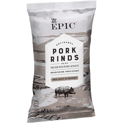 EPIC Sea Salt & Pepper Pork Rinds - Keto Friendly, Paleo Friendly, 2.5 oz