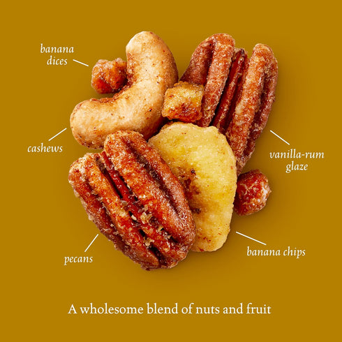 1.5 (Pack 18) Sahale Snacks Banana Rum Pecans Glazed Mix, Ounces
