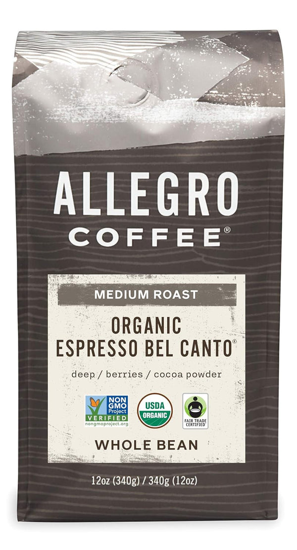 Allegro Coffee Organic Espresso Bel Canto Whole Bean Coffee, 12 oz, Pack of 1