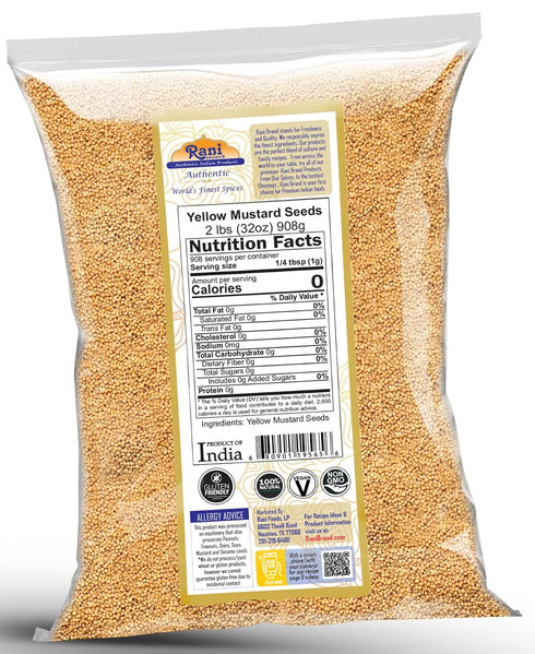 32oz (2lbs) 908g Rani Yellow Mustard Seeds Whole Spice ~ Ideal for Pickling, Dressing and Making Ground Mustard