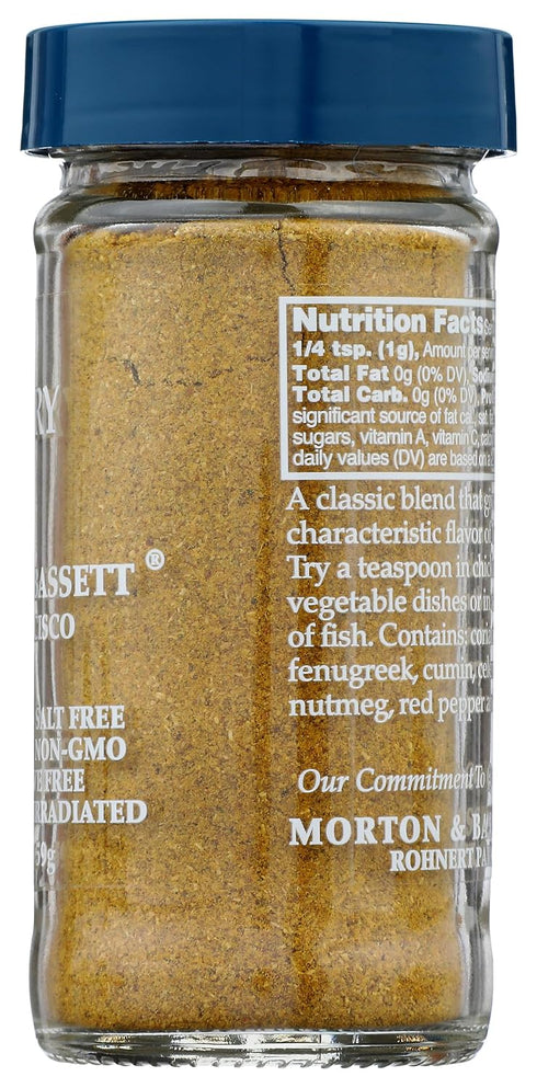 Bassett 2.3 oz Morton & Curry Powder, Non-GMO, Salt-Free, Bold and Flavorful Blend for Curries, Stews & Indian Dishes