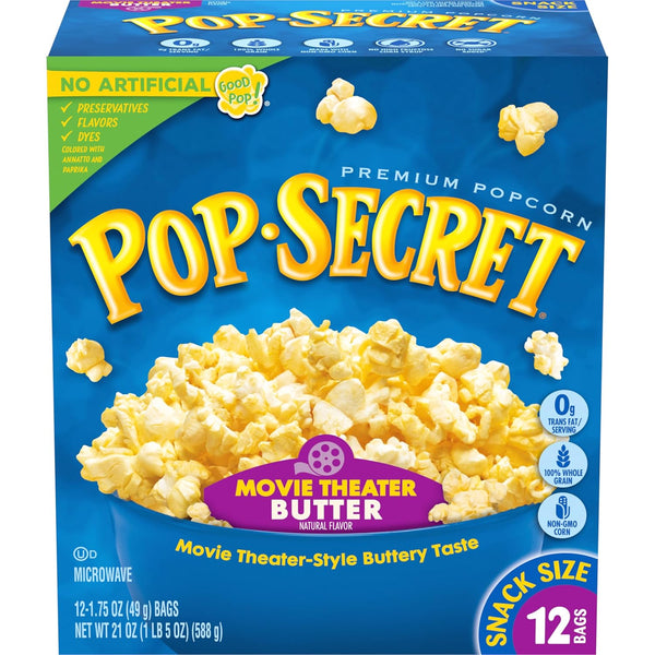 by Pop Secret Pop Secret Microwave Popcorn, Movie Theater Butter Flavor, 1.75 Oz Snack Bags,