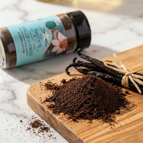 The Sweetest Bean 2 oz. 100% Vanilla Bean Powder, Ground Ugandan Bourbon Beans Pure, Non-GMO, Rich & Aromatic