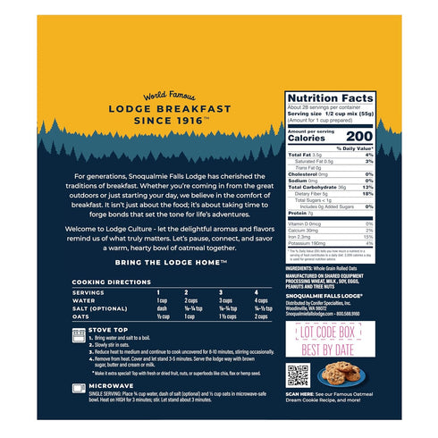 28 OZ (Pack 1) Snoqualmie Falls Lodge Extra-Thick Oatmeal