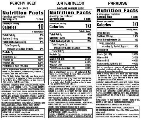 Pack, 16 oz, Pack 12 Monster Ultra Variety Ultra Watermelon + Ultra Paradise + Ultra Peachy Keen fl