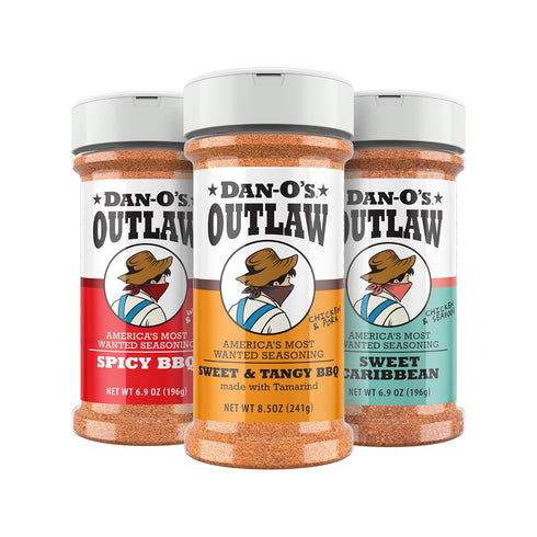 Dan-Os Outlaw BBQ Seasoning Variety Pack 3 Bottle Combo Sweet & Tangy