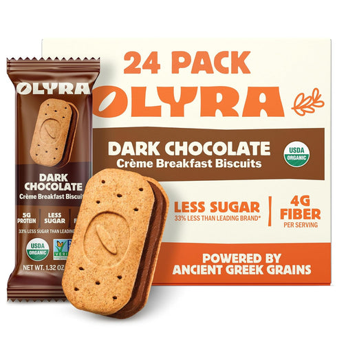 Olyra Dark Chocolate, Sandwich Breakfast Biscuits, Healthy Snacks for Adults and Kids,