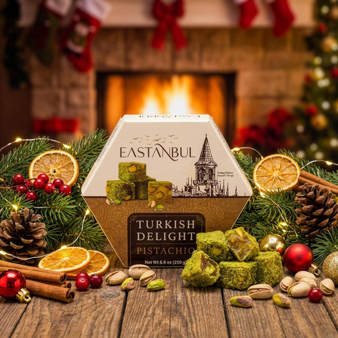8.8oz, Eastanbul Turkish Delight Pistachio, Turkish Delights Candy, Gourmet & Double Roasted Pistachios Filled, Rich