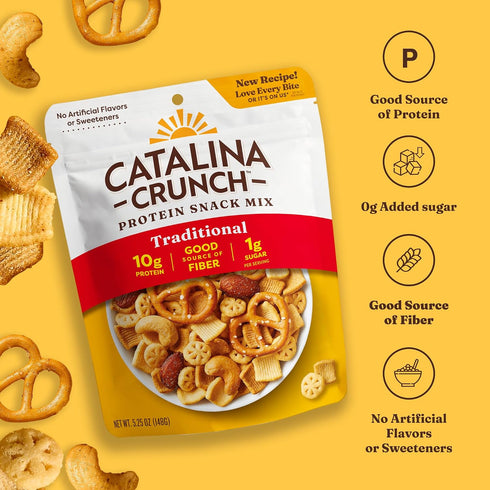 10g 1g Pack 4 (Pack 4) Packaging Catalina Crunch Protein Snack Mix with Cheese Crisps | Protein, Sugar per Serving |