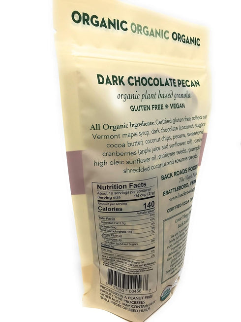 BACK ROADS 10 OZ Organic Dark Chocolate Pecan Granola