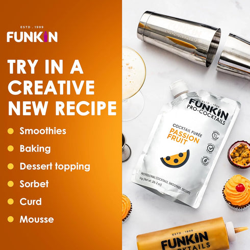 (2.2 lbs) Funkin Fruit Puree | Real Fruit, Simple Ingredient, Natural Mixer for Cocktails, Drinks, Smoothies | Vegan