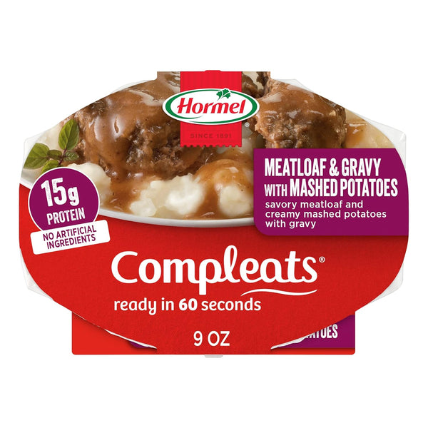HORMEL COMPLEATS Meatloaf & Gravy With Mashed Potatoes Microwave Tray, 9 oz.