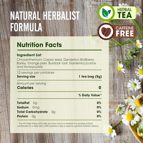 12Pcs Tea-10 5g/Bag,Kidney& MQUPIN Dandelion Wolfberry Herbal Ingredients Blend, Liver Health Tea,Goji Berry