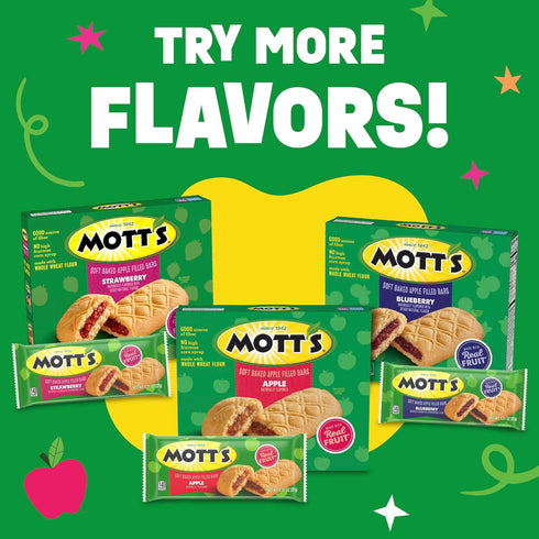 5 6.55 oz Mott's Soft Baked Apple Filled Bars, Blueberry Flavor Snacks, Made with Real Fruit, Ct