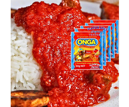 Onga Stew Seasoning, 50g, 10, 1 PACK (LARGE SIZE), Jollof Rice Seasoning, 3.8 oz, COMBO PACK