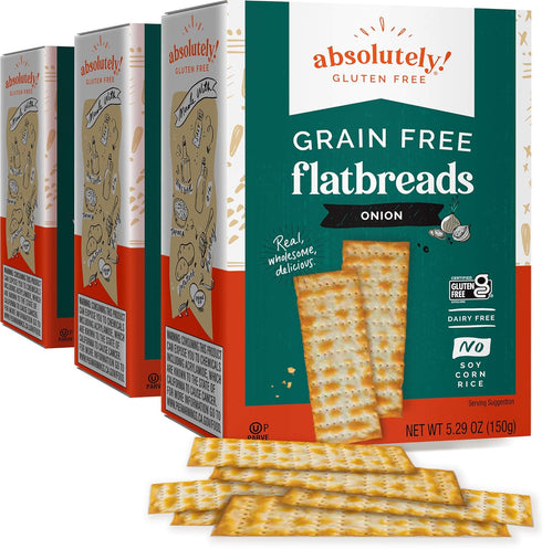 Absolutely Gluten Free Toasted Onion Flatbread, All Natural, Kosher, 5.29 Ounces (Pack