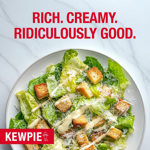 8 oz KEWPIE Creamy Caesar Dressing & Sauce, Savory Garlic & Pepper Flavor, Perfect for Salads, Wraps, Dips & Marinades