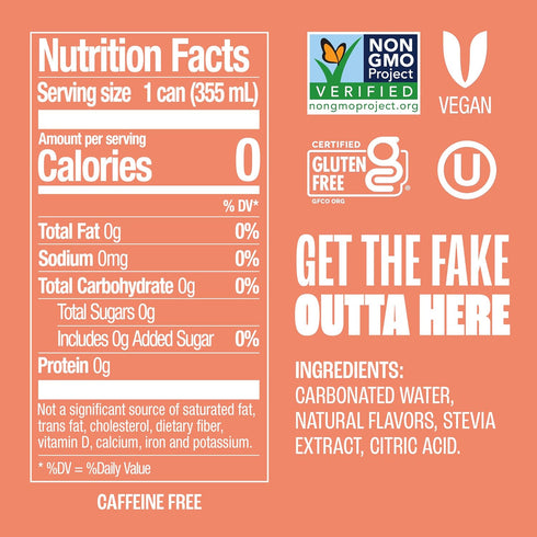 12 oz (8-Pack) Zevia Zero Sugar Soda, Peaches and Cream, Cans Caffeine Free, Naturally Sweetened, No Calorie Soda