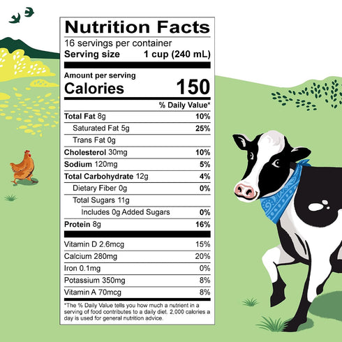 128 oz Organic Valley Organic Whole Milk Pasture Raised, Non GMO (Gallon)