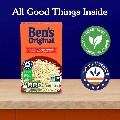 1 lb (Pack 12) BEN'S ORIGINAL Converted Brand Enriched Long Grain White Rice, Parboiled Rice, Box
