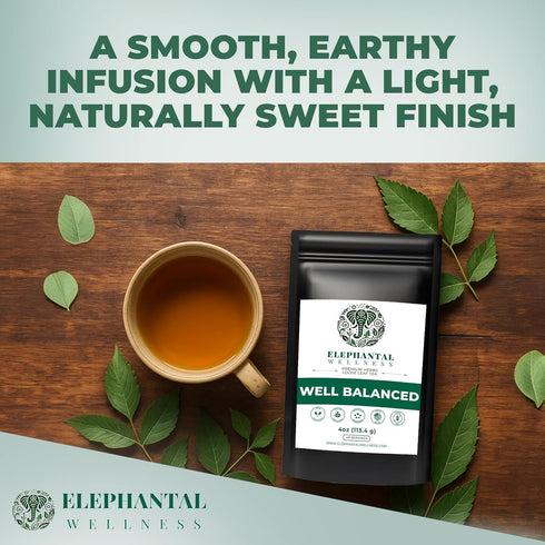 Elephantal Wellness 4 oz Premium Well Balanced Herbal Tea | Healthy Cortisol, Adaptogenic Stress Energy Support