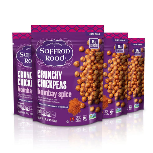 Saffron Road Organic Crunchy Chickpea Snacks-Gluten Free, Non-GMO, Halal, Kosher, Vegan (Bombay