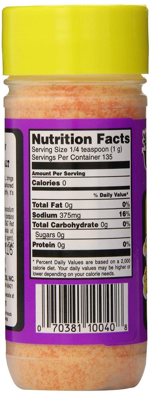 4.75 Oz, (Pack 6) Johnny's Popcorn Salt