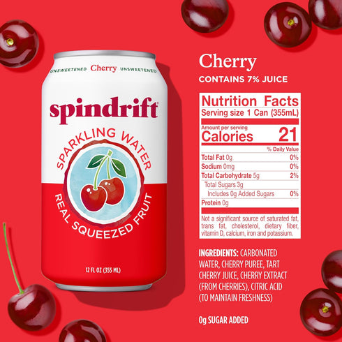 12 oz, (pack 8) Spindrift, Sparkling Water, Cherry