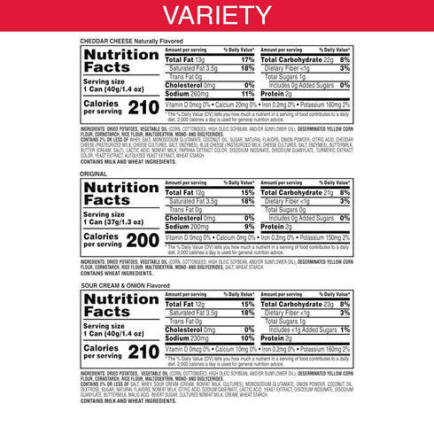 Pack, 13.7oz Pack (10 Pringles Potato Crisps Chips, Lunch Snacks, Variety Cans)
