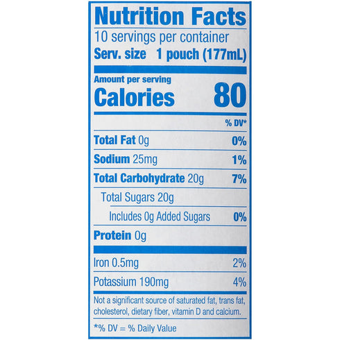 100% 40 Casepack, 4 10 Capri Sun Apple Juice from Concentrate with added ingredients Pouches, ct Boxes of Pouches