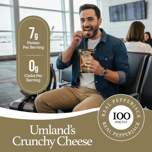 Umland's Umlands (1.9 oz 100% Crunchy Cheese PepperJack Bag) | Real Wisconsin Cheese, Keto, Zero-Carb, High-Protein