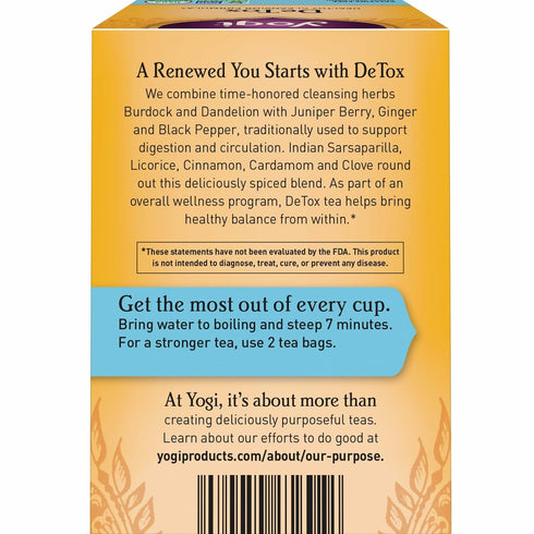 16 Pack (4 Packs) Yogi Tea DeTox Tea - Tea Bags per - Organic Detox Tea for Digestive & Circulation Support - Includes